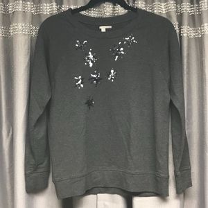 Halogen Crewneck Sequin Star Sweater